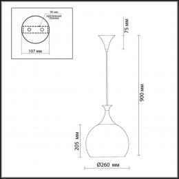 Odeon light 2094/1 COUNTRY ODL11 507 коричневый/мозаика Подвес E27 60W 220V VELUTE  - 2 купить